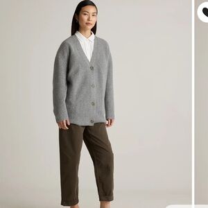 Quince Mongolian cashmere oversized fisherman boyfriend sweater cardigan